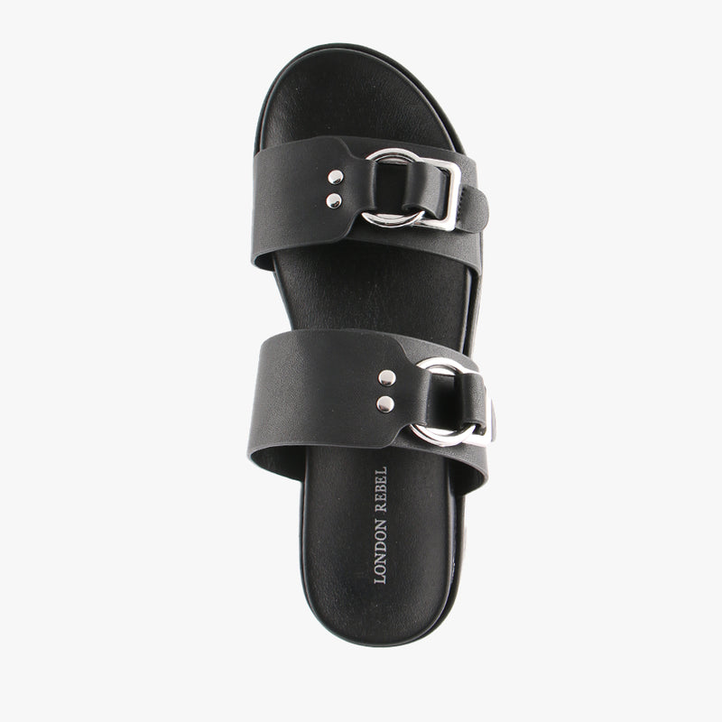 London rebel double hot sale buckle flat sandals